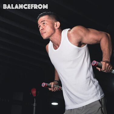 BalanceFrom багатофункціональний дип-стенд, станція для віджимань, турнік, посилена конструкція, навантаження до 227 кг, червоний