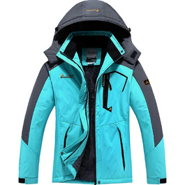 Жіноча лижна куртка BenBoy: водонепроникна, вітрозахисна, тепла, з флісовою підкладкою, дихаюча, для туризму та активного відпочинку, з капюшоном, колір: блакитний