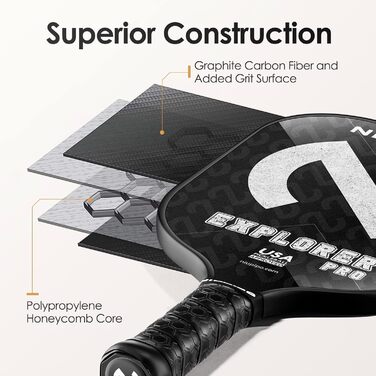 Набір піклбол-ракетки Niupipo Explorer Pro: Графіт, USAPA, Поліпропіленовий сердечник, Зручна ручка, Сумка