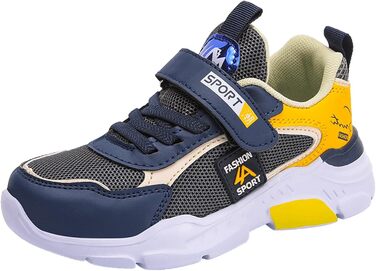 Дитячі спортивні кросівки для хлопчика Mesh, дихаючі, на липучці. Зручні кросівки для занять спортом, фітнесу, бігу та активного відпочинку. Легкі унісекс дитячі кросівки, розмір 31 EU, жовті.