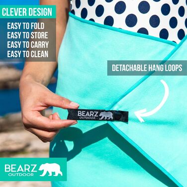 Швидковисихаюче рушник BEARZ Outdoor: туристичне, для кемпінгу, фітнесу, йоги, з мікрофібри (Space Gray, Mintgrün 2 шт.)