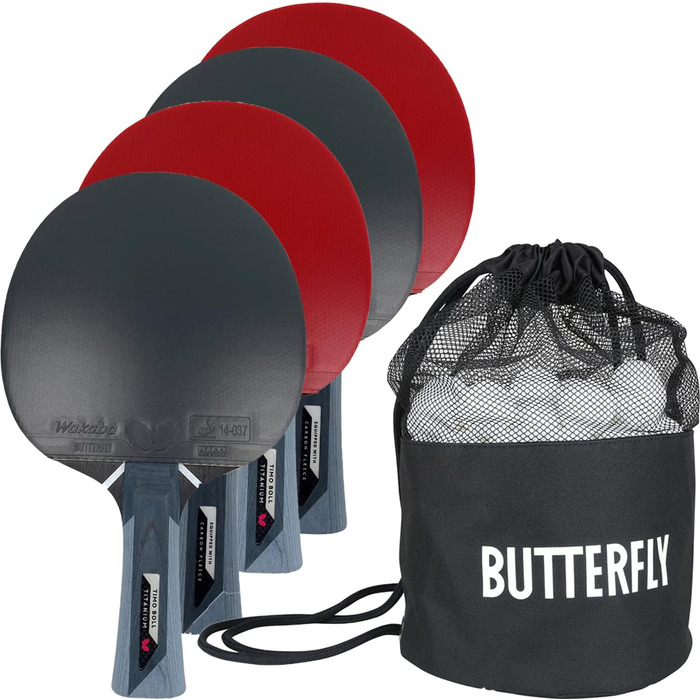 Професійна ракетка для настільного тенісу Butterfly Timo Boll Titanium з вуглецевим шаром, ITTF сертифікований накладка Wakaba 2,0 мм, конічна ручка, для змагань і тренувань