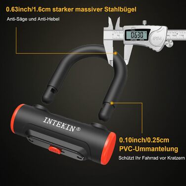 Замок для велосипеда U-подібний з кріпленням, 16 мм, 3 ключі, висока безпека, для мотоцикла, електровелосипеда, гірського велосипеда, скутера. Внутрішні розміри 24,3 x 8,9 см