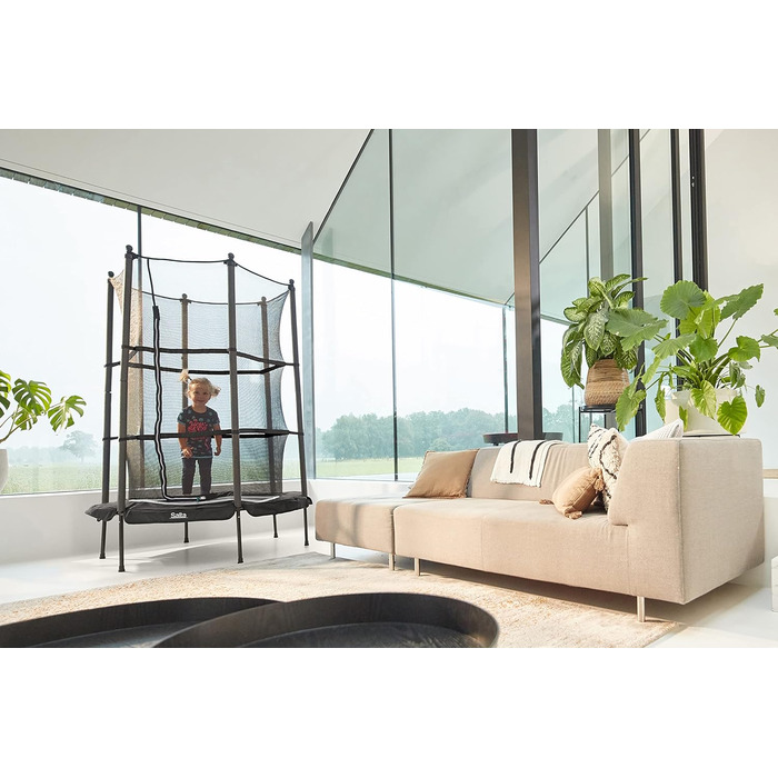 Батут дитячий Salta Junior Ø 140 см, чорний/рожевий, з сіткою, TÜV geprüft