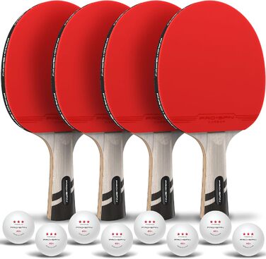 PRO-SPIN Карбоновий тенісний ракетка для настільного тенісу, 7 шарів, атакувальна гума 2,0 мм, чохол, набір Elite Series для 4 гравців