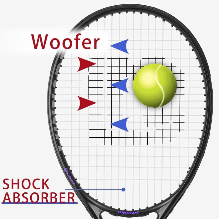 Тенісний ракетоподібний пристрій для дорослих, легкий, з чохлом, підходить для жінок та чоловіків, початківців та досвідчених (27 дюймів, чорний+фіолетовий)