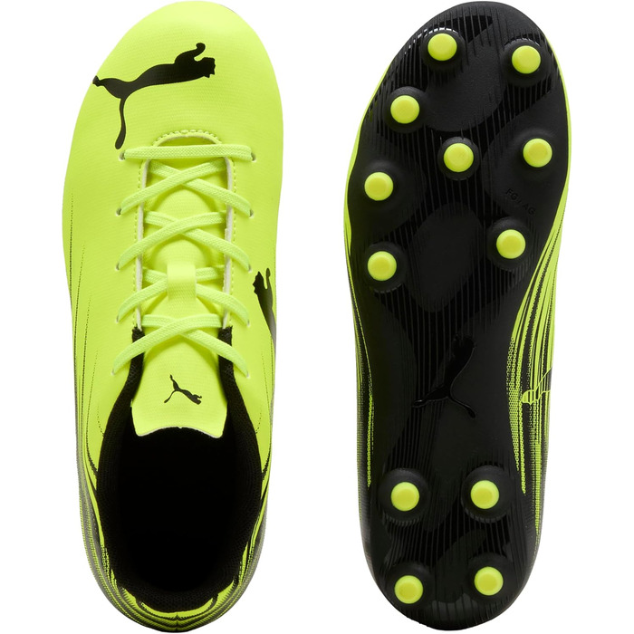 Дитячі футбольні бутси PUMA Attacanto II FG/AG Jr - чорно-білі (29 EU, Yellow Alert)