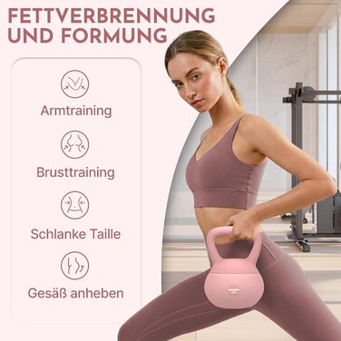 NEOLYMP Soft Kettlebell: м'яка гантеля для дому з регулюванням ваги 2-12 кг (рожева). Безшумна, з амортизацією, з зручною ручкою для фітнесу.