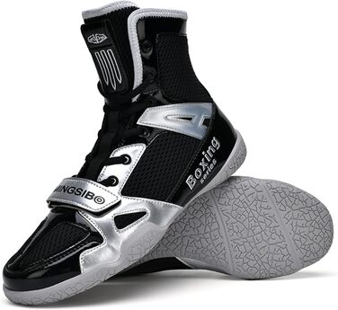 Боксерські кросівки для чоловіків. Зручні та дихаючі кросівки для боксу, єдиноборств, фітнесу та бодібілдингу. Білий, сірий, чорний, срібний кольори. Розмір EU 31