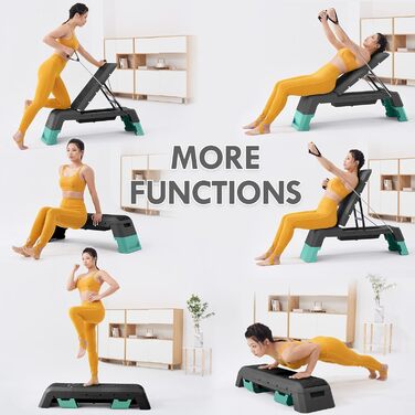 Багатофункціональна аеробна платформа Leikefitness з еспандером, регульована лавка для гантелей, професійний тренажер для домашнього спортзалу, чорна