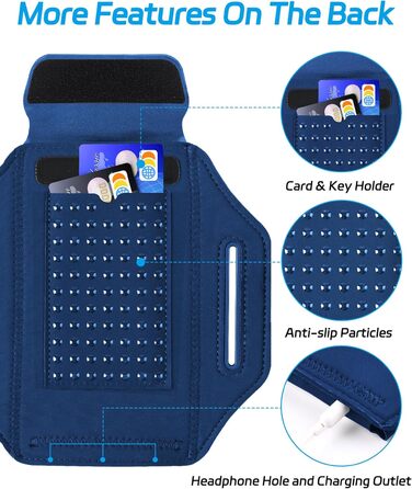 Спортивний браслет для телефону: тримач для iPhone 17/16/15/14/13 Pro Max, Galaxy S25/S24/S23 Ultra (до 6.9 дюймів), блакитний