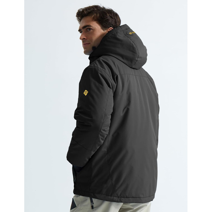 Водонепроникна лижна куртка GEMYSE для чоловіків, вітронепроникна з флісовою підкладкою, зимова куртка з капюшоном (XL, сірий колір)