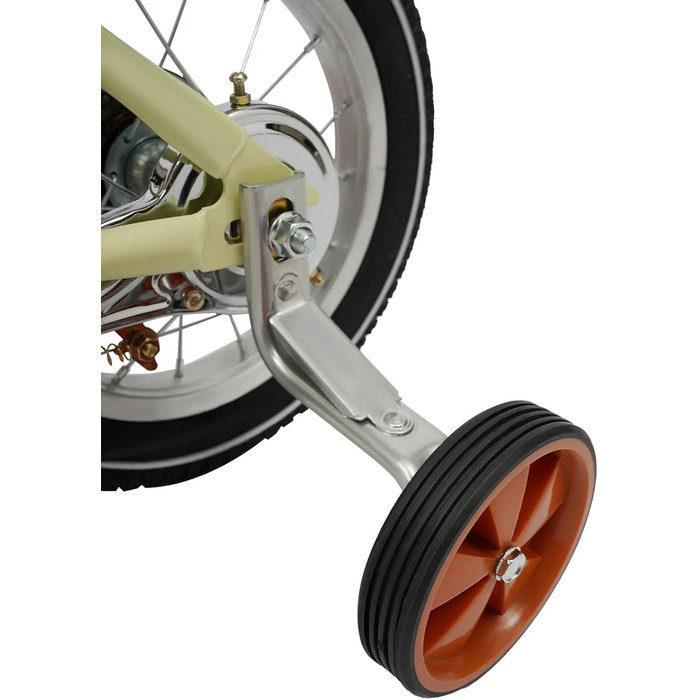 Дитячий велосипед 12 дюймів для дітей 2-4 років з кошиком та додатковими колесами, регульоване сидіння та кермо, подвійний режим гальма (жовтий)