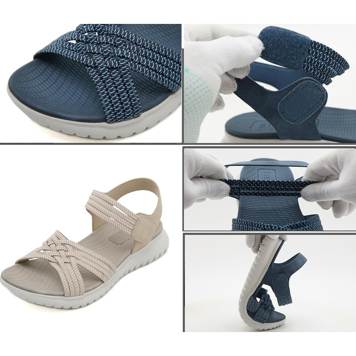 Жіночі сандалії літні для ходьби, відпочинку, спорту та пляжу. Платформа, антиковзаюча підошва, розміри 35-42 EU, колір бежевий. Стиль A