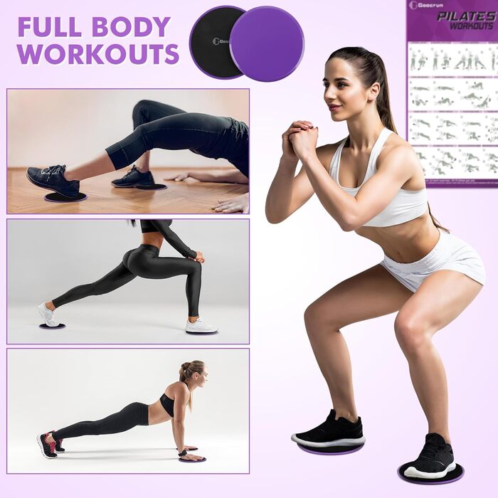 Набір для пілатесу: кільце, еластичні стрічки, м'яч, диски для ковзання. Комплект для фітнесу вдома з інструкцією. (Чорний, посилений, фіолетовий)