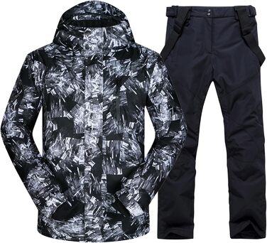 Костюм для сноуборду та гірськолижного спорту ALSOGO: комплект куртка та штани, водонепроникний, вітронепроникний, з капюшоном, чорний (XL)