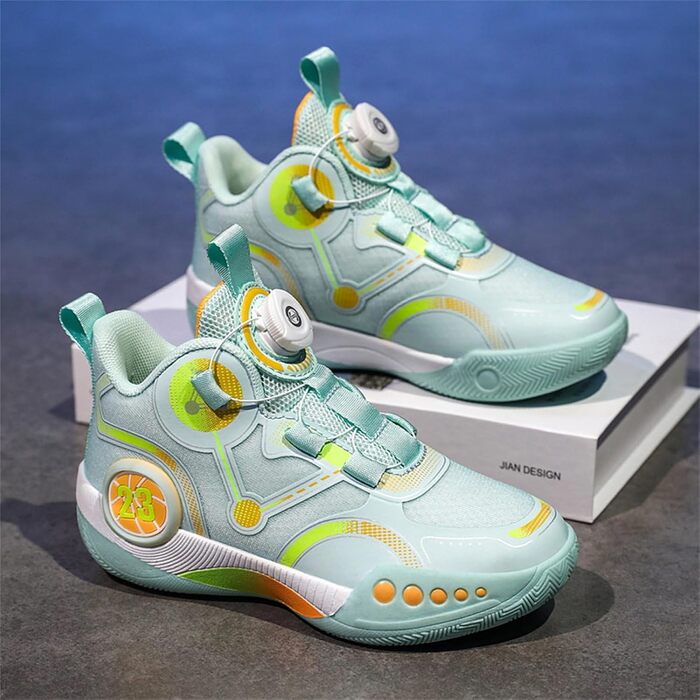 Дитячі баскетбольні кросівки Mateju, High Top, для занять спортом на вулиці, дихаючі, антиковзкі (38 EU, Зелені)