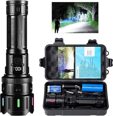 LED ліхтар Lekia 500000 Люмен, перезаряджуваний USB-C, 5 режимів, Zoom, водонепроникний, 5000mAh, для кемпінгу та надзвичайних ситуацій