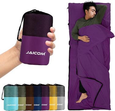 Спальний мішок туристичний, ультралегкий, 2в1, з мікрофібри, для подорожей, рюкзаків, готелів, зелений (фіолетовий)