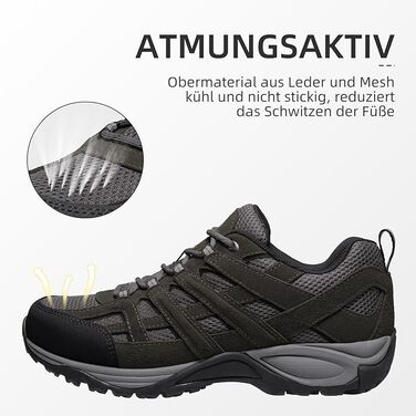 Черевики для хайкінгу чоловічі - дихаючі трекінг-кросівки для походів та хайкінгу, неслизькі та легкі, сірий (42 EU)