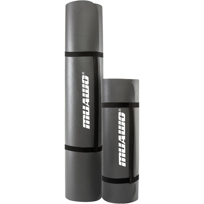 Килимок для тренувань Muawo Premium: фітнес, йога, гімнастика | Нековзний | Товстий та довгий (190 x 100 x 1,5 см) | Сірий