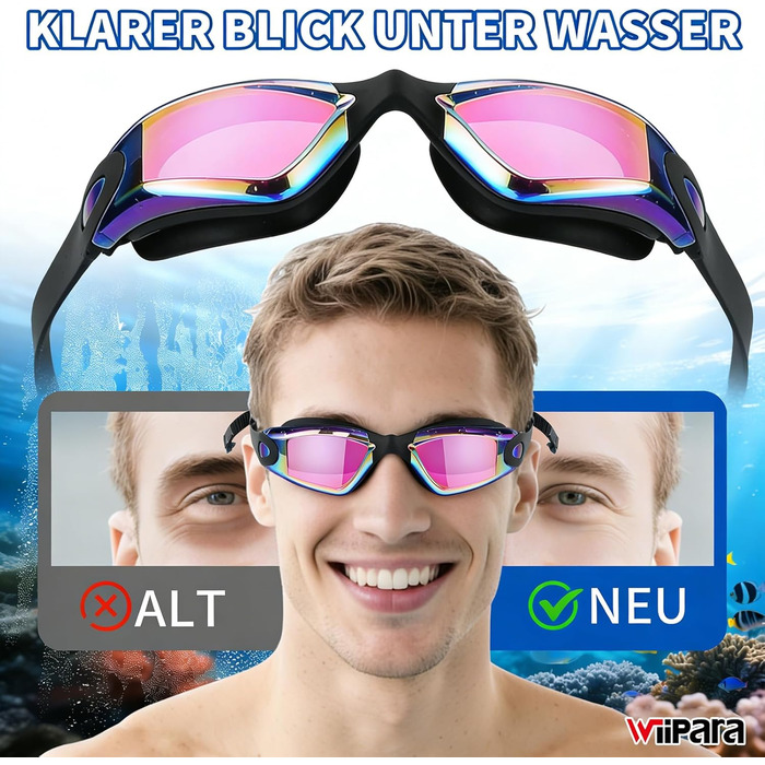 Окуляри для плавання унісекс, професійні, з UV-захистом, антизапітніння, анти-витік, чіткий огляд, м'які носові упори, рожеві
