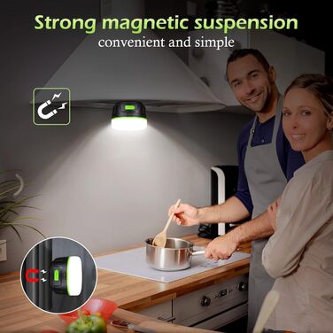 Ліхтар кемпінговий акумуляторний Lanktoo з пульт дистанційного керування та Powerbank, USB-C, 300 годин роботи, 5 режимів, водонепроникний, з магнітним основанням, для риболовлі, надзвичайних ситуацій (чорний + зелений)