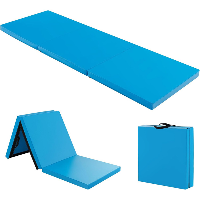 Складаний спортивний мат COSTWAY 180×60×5 см, водостійкий, нековзний, для гімнастики, йоги, фітнесу, бірюзовий