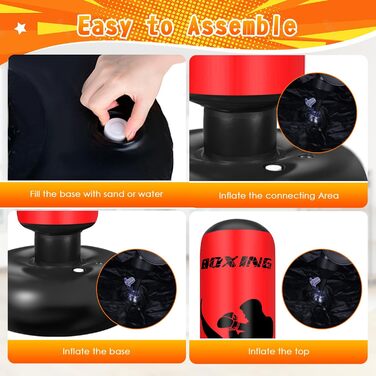 Груша боксерська дитяча Ninonly 160 см з рукавичками та насосом для дому, вулиці, спортзалу (Червона)