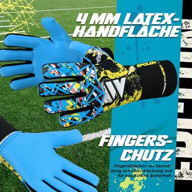 Дитячі та юнацькі воротарські рукавички Torwarthandschuhe: дихаючі та зручні рукавички з латексного піноматеріалу для хлопчиків, дівчаток та юніорів (9, Cyan)