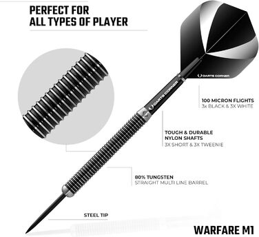 Дротики Darts Corner Warfare зі сталевим вістрям, стандартні та персоналізовані, модель M2, вага 21 г та 23 г