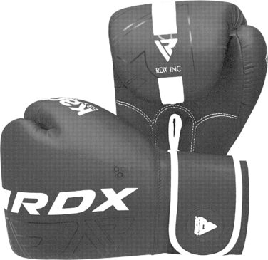 Дитячі боксерські рукавички RDX KARA 6oz для муай-тай, кікбоксингу, спарингу, MMA, з екошкіри Maya Hide, чорні/білі