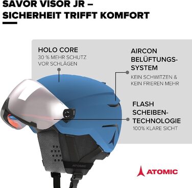 Гірськолижний шолом ATOMIC Savor Visor JR синій 51-55 см
