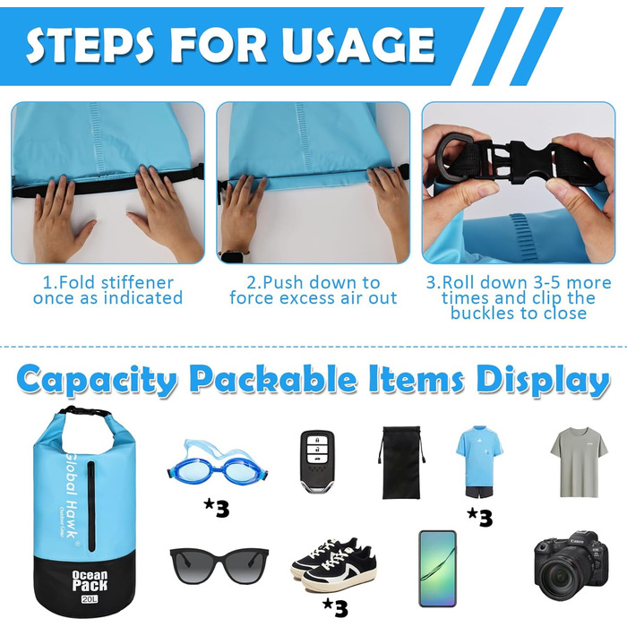 Водонепроникна сумка Elthmpr Dry Bag 20L: містка та надійна для водних видів спорту