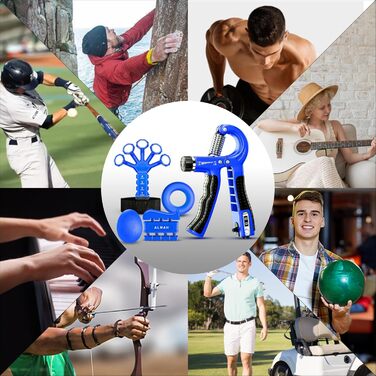 Набір для тренування пальців та зап'ястя ALMAH (5 шт.) - тренажер хвата, розтяжка пальців, для зняття стресу