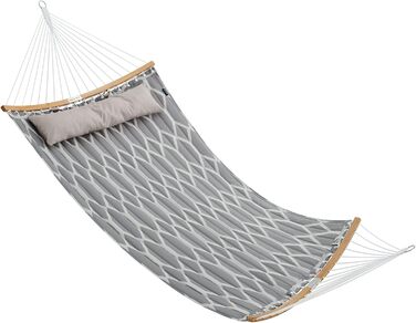 Гаммак SONGMICS з подушкою, стежка, з бамбуковими стійками, з підголівником, 200 x 140 см, до 225 кг, сіро-бежевий ромбовидний GDC034G02