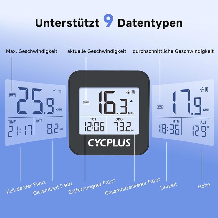 Велокомп'ютер CYCPLUS GPS бездротовий, водонепроникний IPX6, чорний - спідометр, лічильник відстані для велосипеда G1