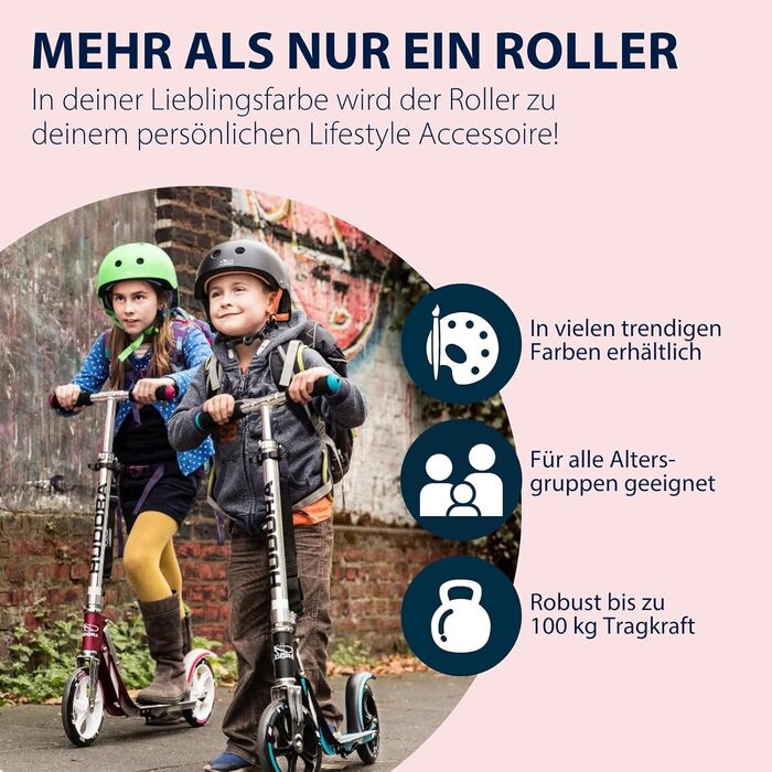 Самокат HUDORA BigWheel 205 алюмінієвий, складаний, для міста, для дітей і дорослих, регульована висота, до 100 кг