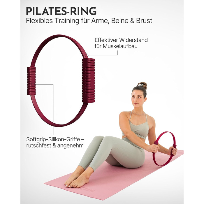 Набір для пілатесу Neolymp для дому: м'яч, кільце, гантелі, стрічки, E-book - повний комплект аксесуарів для пілатесу