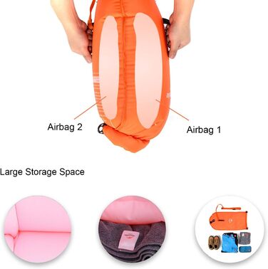 Надувна рятувальна жилетка Naturehike 18L, водонепроникний мішок для плавання, триатлону, снорклінгу, рафтингу (світло-помаранчевий)