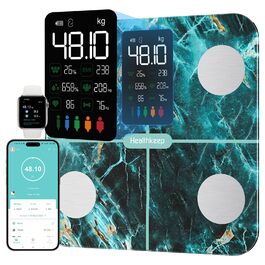 Ваги підлогові з аналізатором складу тіла (жир, м'язи) Smart Waage, мармурово-зелені 280