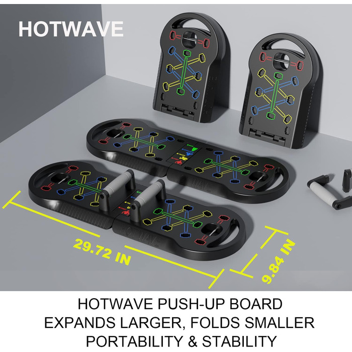 Дошка для віджимань HOTWAVE Push Up Board, 20 в 1, складана, для дому та фітнесу, професійний тренажер для чоловіків та жінок, чорна