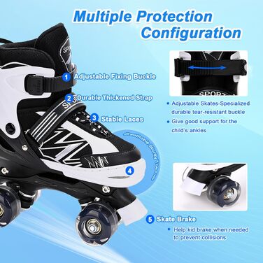 Дитячі ролики DUZSKJ для хлопчиків та дівчаток, регульовані, з підсвіткою, 4 розміри, для початківців