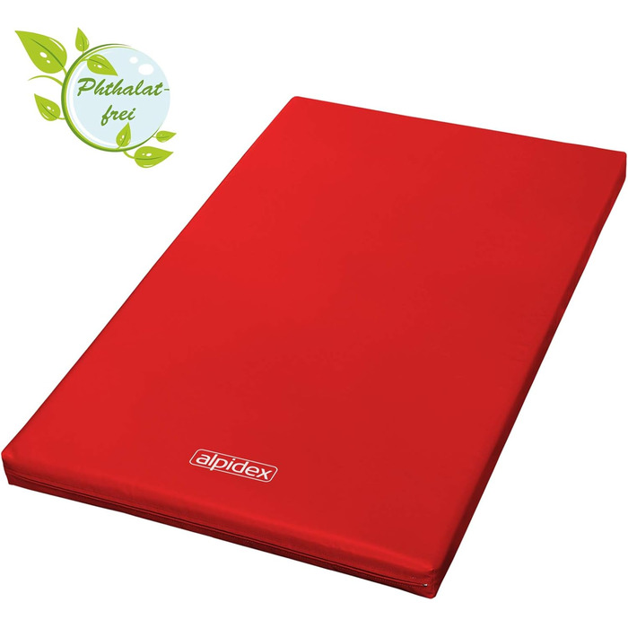 Гімнастичний мат ALPIDEX 200x120x8 см, м'який, з антиковзаючим дном, червоний