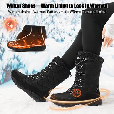 Зимові черевики жіночі водонепроникні, теплі, зручні, антиковзні, для піших прогулянок, трекінгу, відпочинку. Розміри 37-42 EU (Чорний, 37 EU)