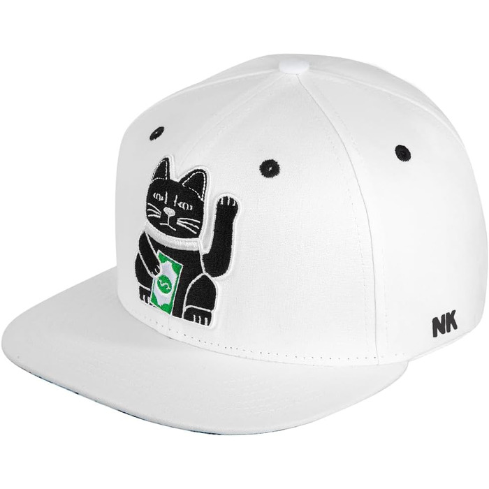 Кепка-снэпбек Nebelkind Winkekatze унісекс з прямим козирком, регульована, біла, стиль streetwear