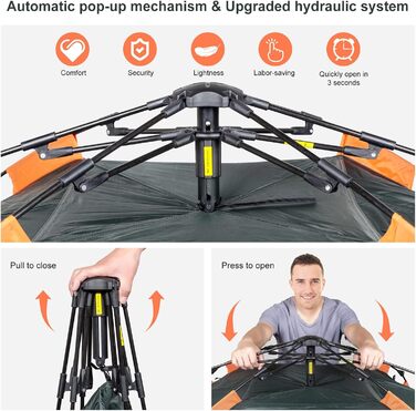 Намет Amflip для кемпінгу 2-х місний автоматичний Pop-Up намет-купол 4 сезони водонепроникний вітростійкий знімний тент для сімейний відпочинок