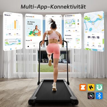 JUMMICO Ходункова доріжка для дому, складана, з робочим столом, ширина доріжки 40 см, швидкість 1-12 км/год, тримач для планшета, з додатком та магнітною пульт дистанційного керування