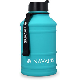 Navaris Фітнес-пляшка 2,2 л із нержавіючої сталі, спортивна пляшка для води, XXL бутель для тренувань, BPA Free, бірюзова