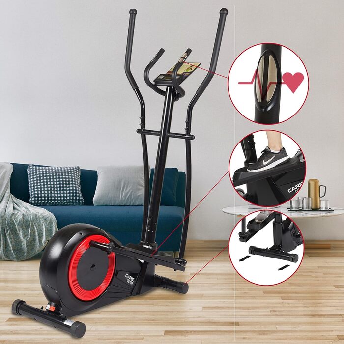 Еліптичний тренажер Care Fitness CE-665 з моторизованим регулюванням опору - 21 програма тренувань, 20 кг маховик, 24 рівні опору